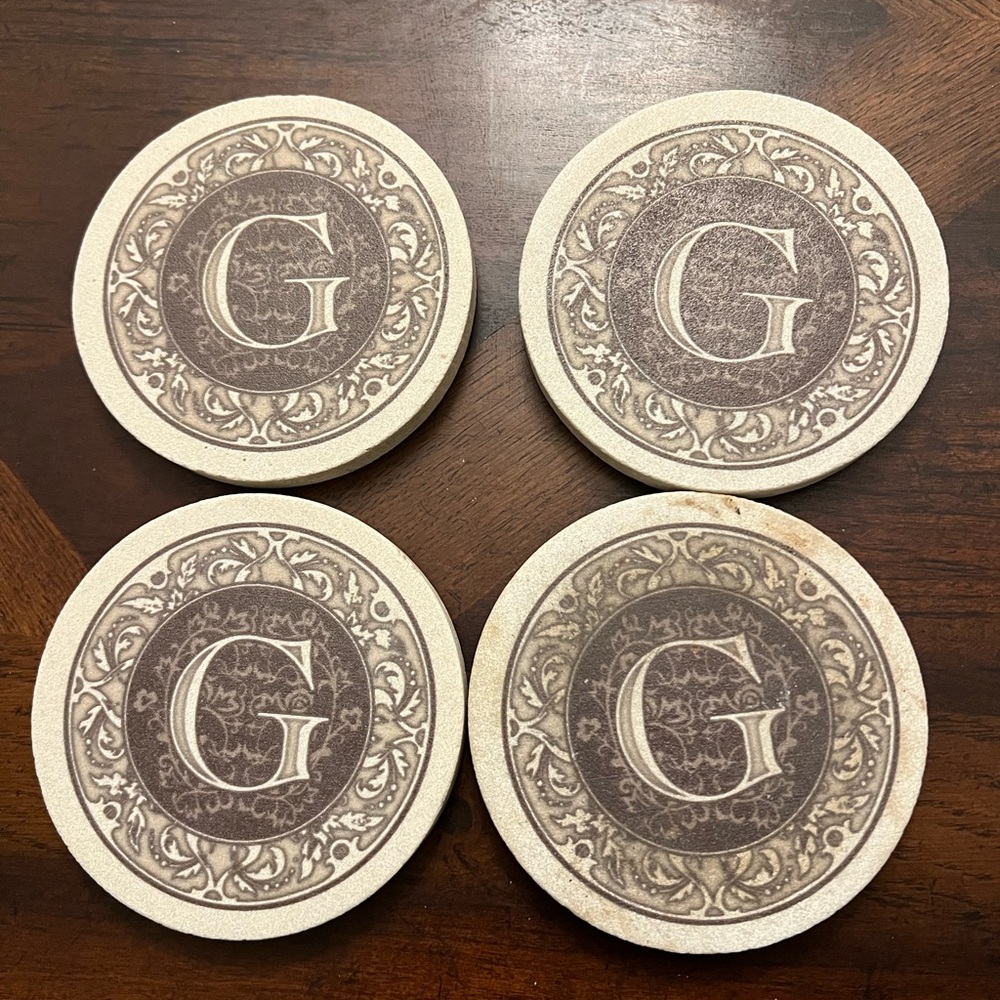 Elegant Monogrammed Coasters Set - G